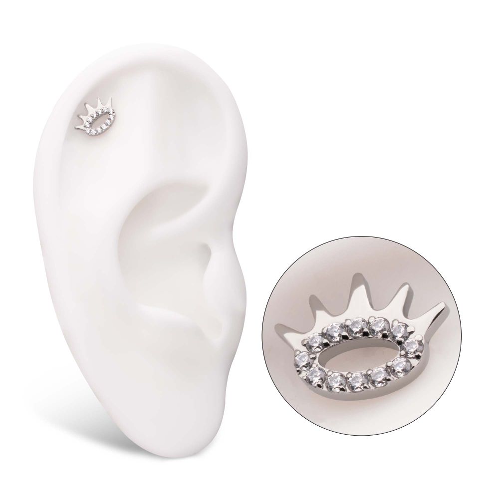 Titanium Threadless Prong Set Gem Eye and Lash Top