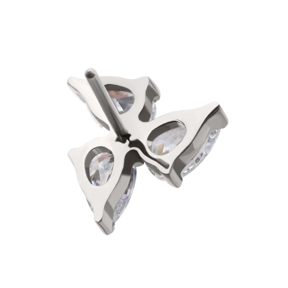Titanium Threadless Prong Set Teardrop Gem 3-Cluster Top
