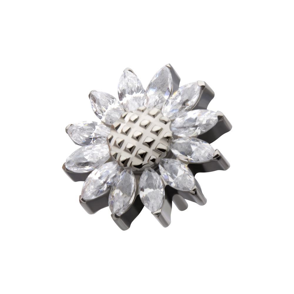 Titanium Threadless Prong Set Marquise Gem Sunflower Top