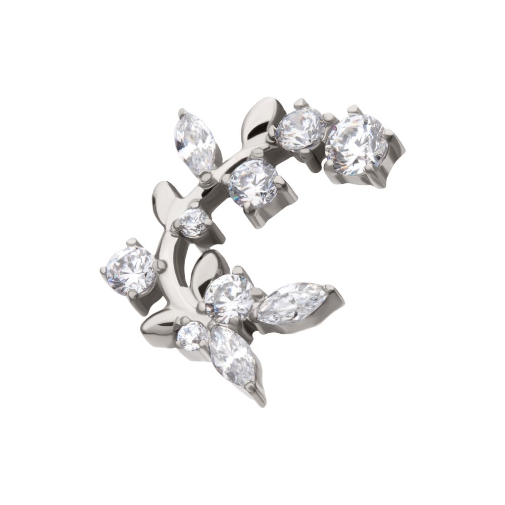Titanium Threadless Prong Set Round & Marquise Gem Vine Top
