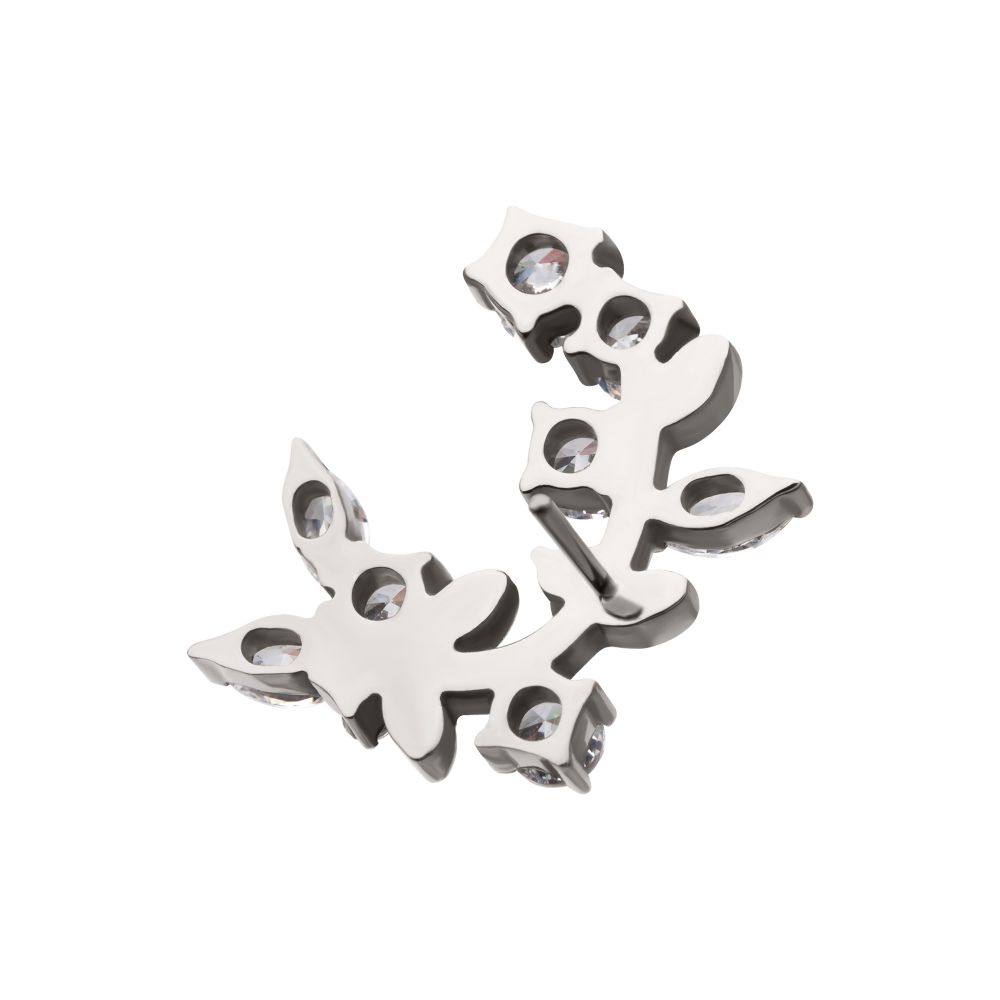 Titanium Threadless Prong Set Round & Marquise Gem Vine Top