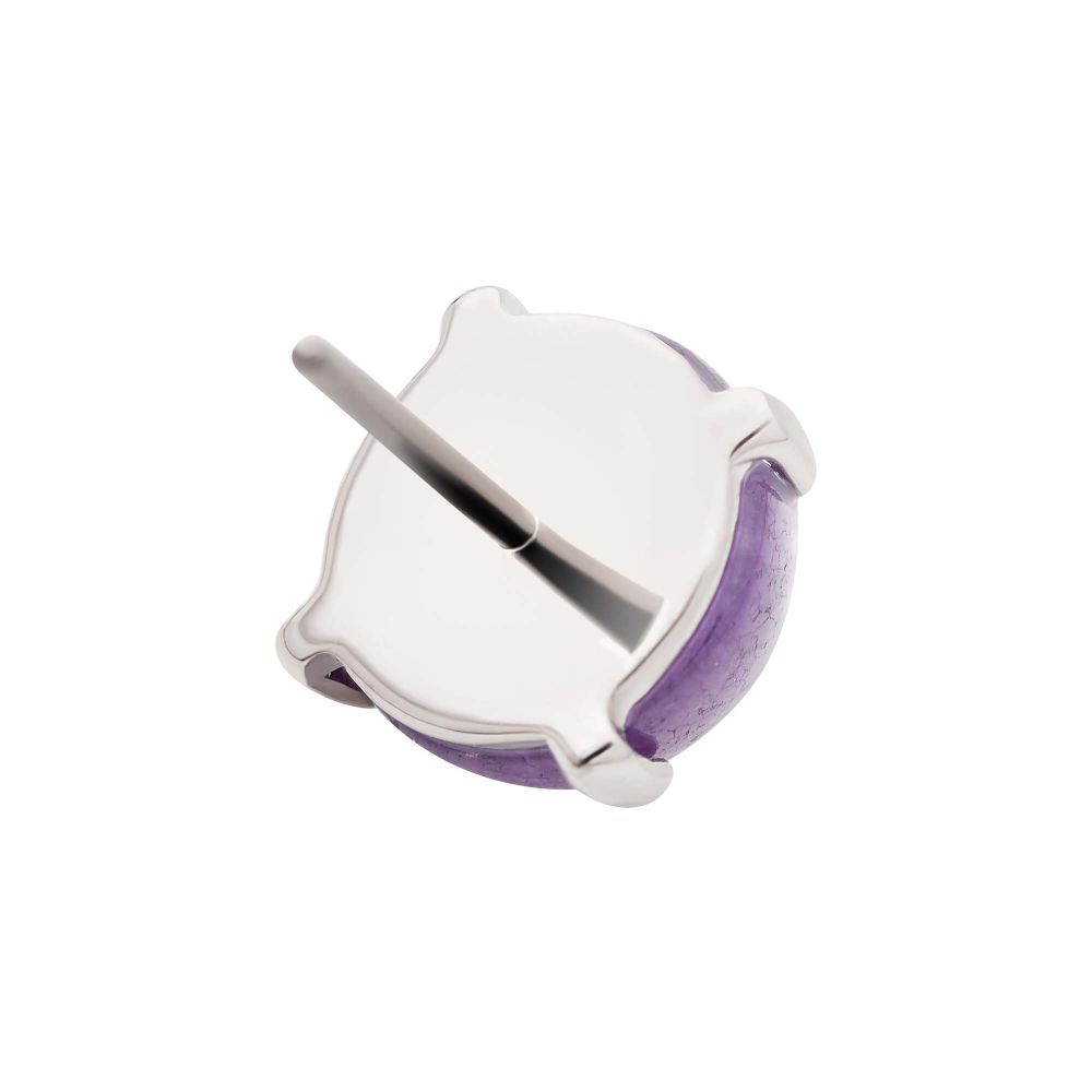Titanium Threadless Prong Set Natural Amethyst Stone Top
