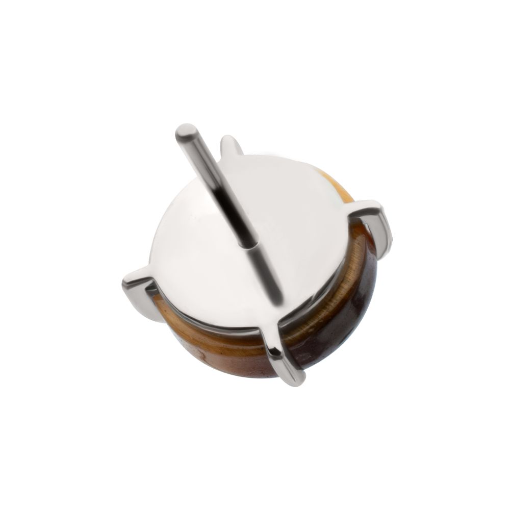Titanium Threadless 4-Prong Round Natural Stone Top