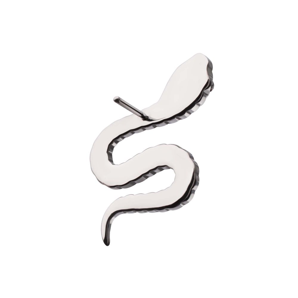 Titanium Threadless Garnet CZ Eye Snake Top