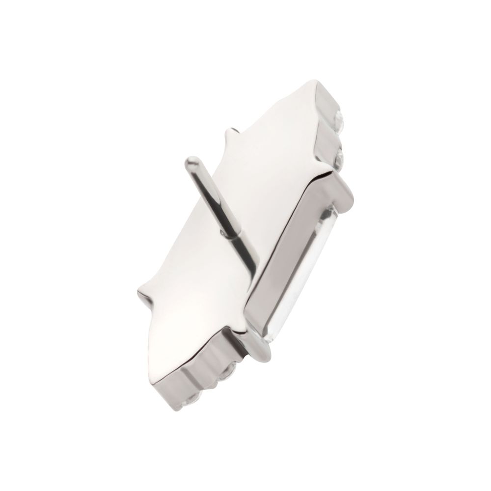 Titanium Threadless Pronged Baguette & Round CZ 7-Cluster Top