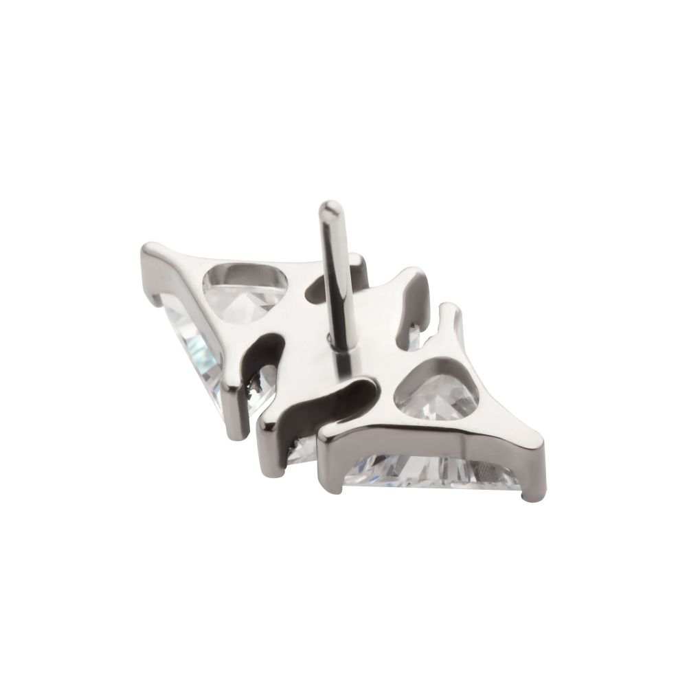 Titanium Threadless 3 Cluster Top with Prong Set Marquise & Triangle CZ