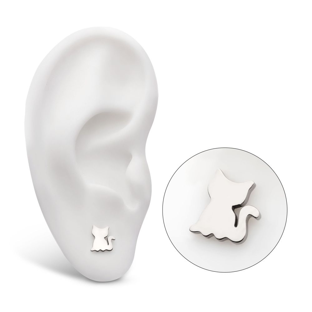 Titanium Threadless Sitting Cat Shape Top