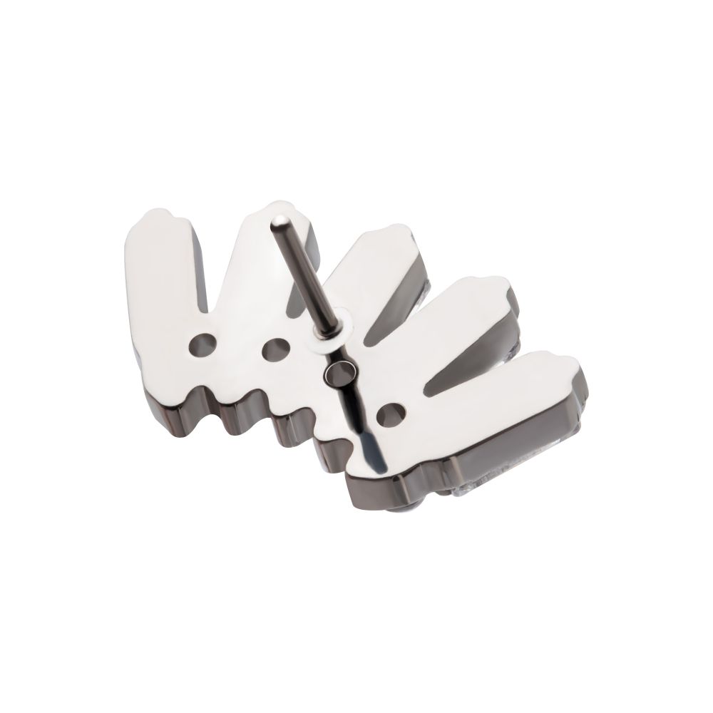 Titanium Threadless Prong Set Baguette & Round Gem Fan Shape 5-Cluster Top