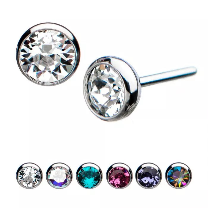 Titanium Threadless Swarovski Crystal Front Facing Top