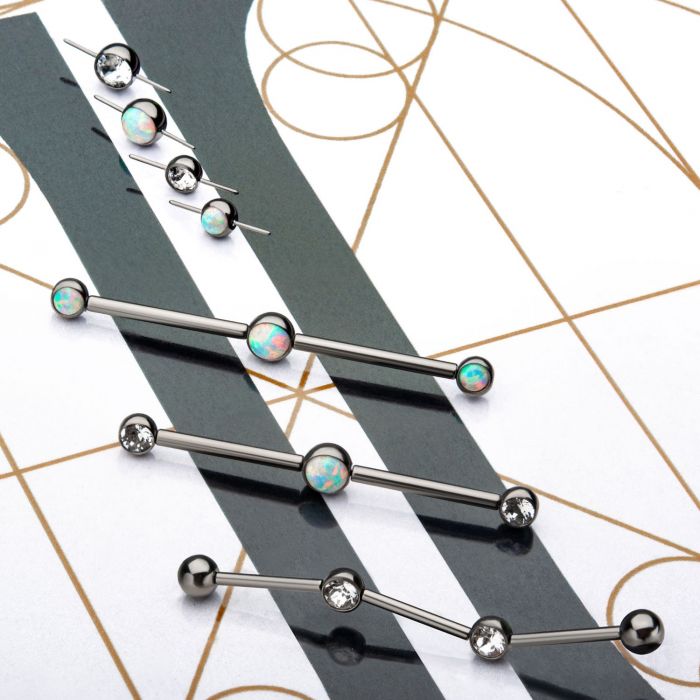 Titanium Threadless White Opal Connector