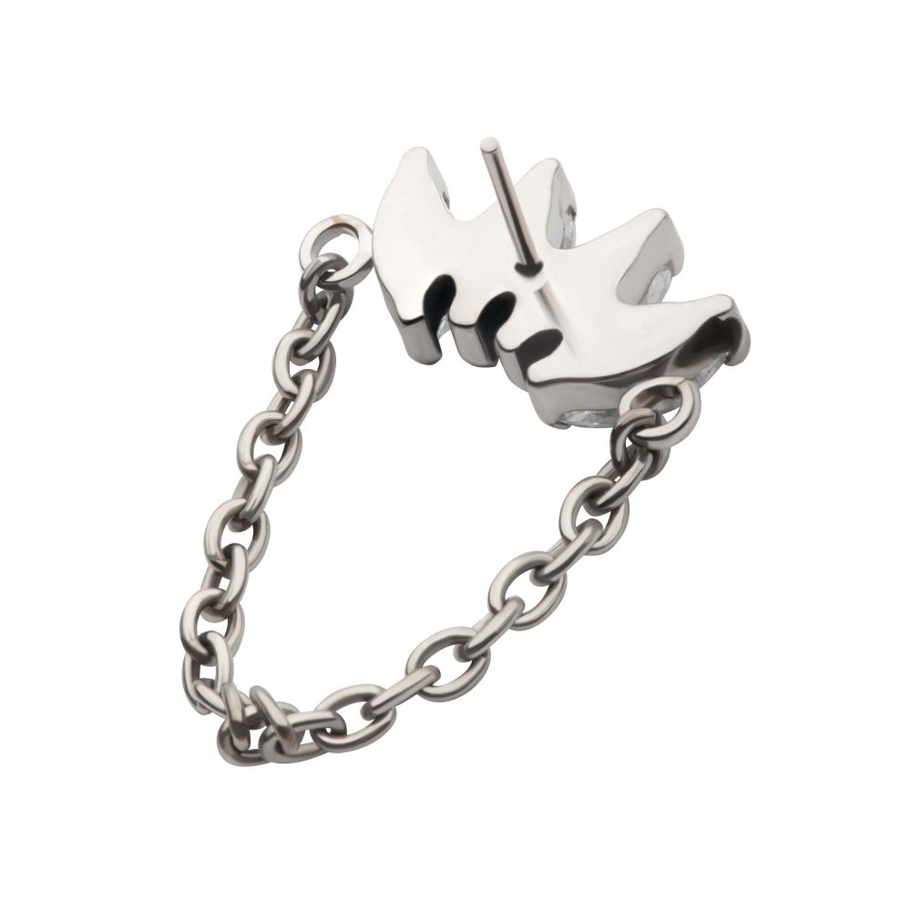 Titanium Threadless 4-Cluster Marquise AAA CZ Top with Dangle Chain