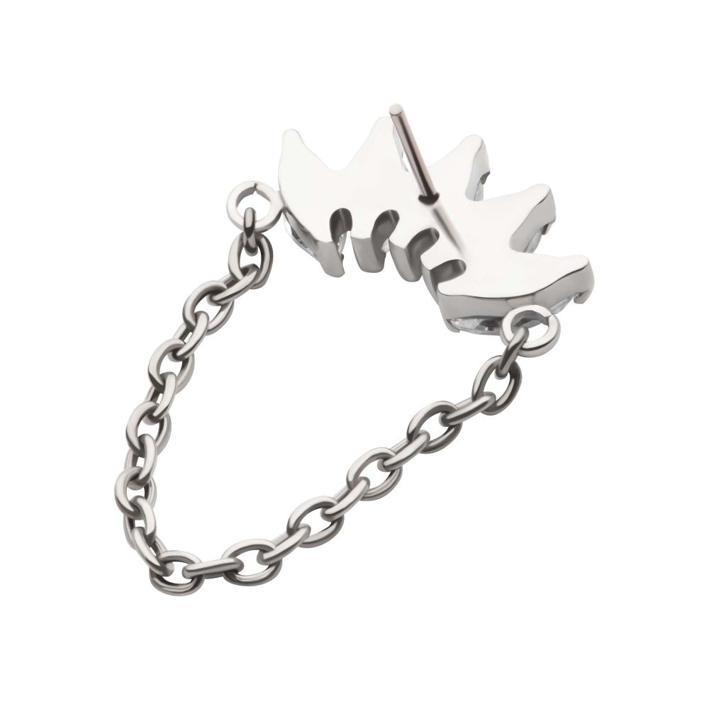 Titanium Threadless 5-Cluster Marquise AAA CZ Top with Dangle Chain