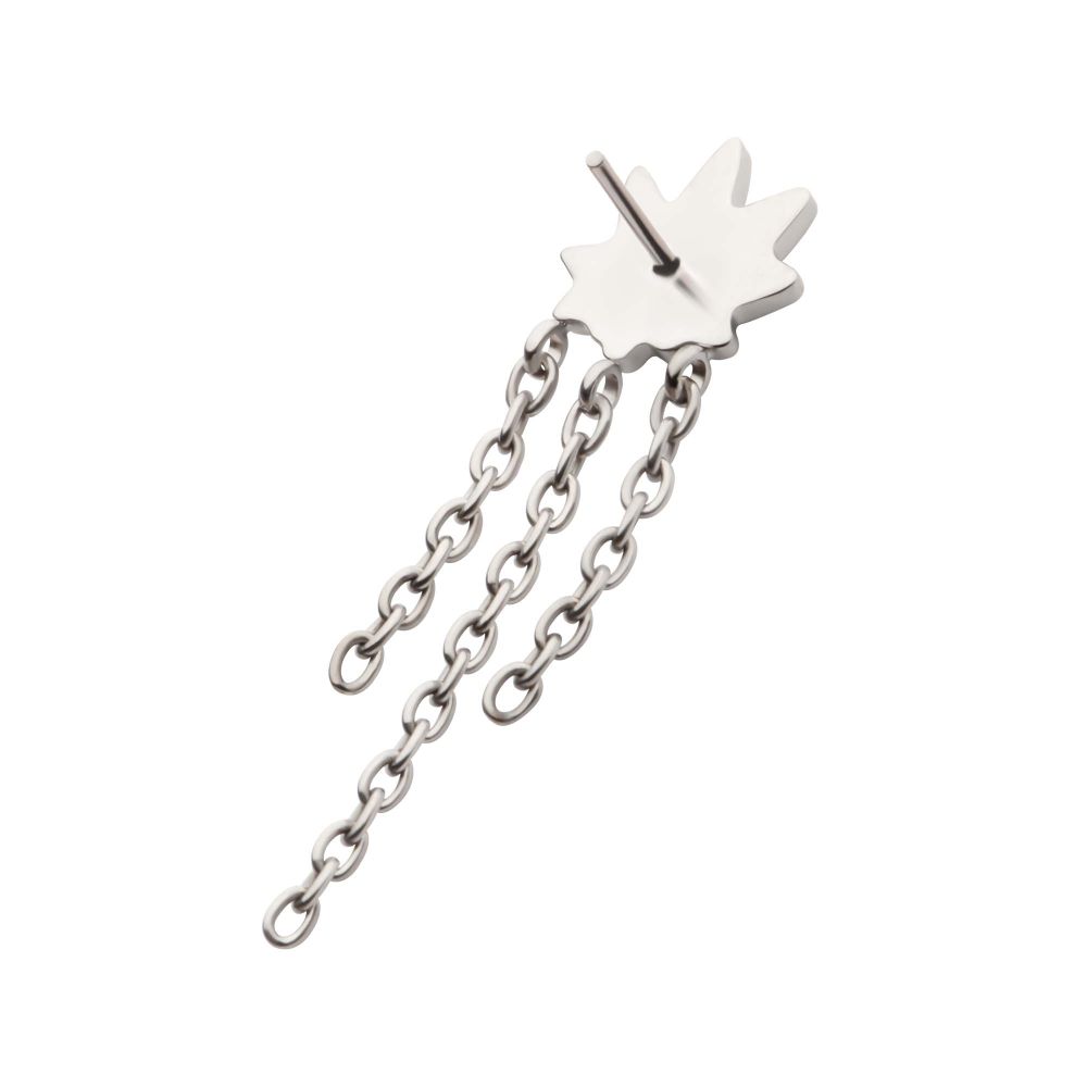 Titanium Threadless Pot Leaf Top with 3 Dangle Chains