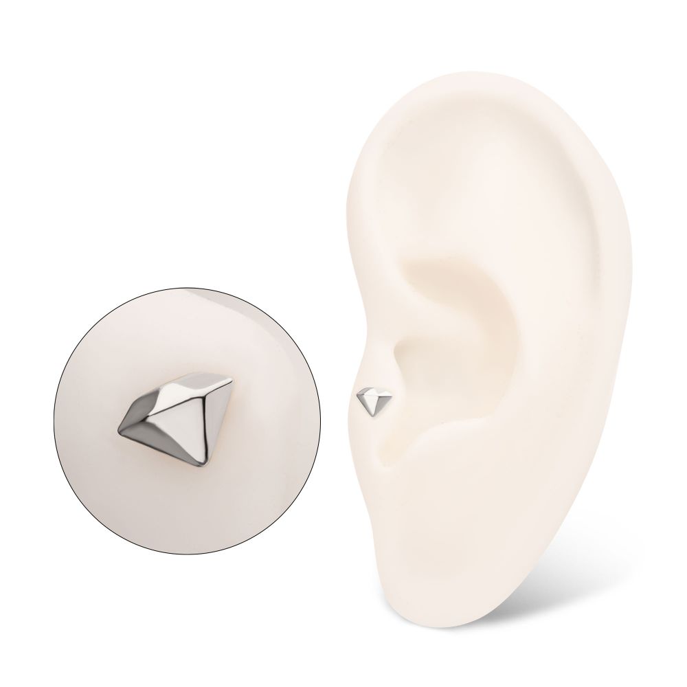 Titanium Threadless 3D Diamond Shape Top