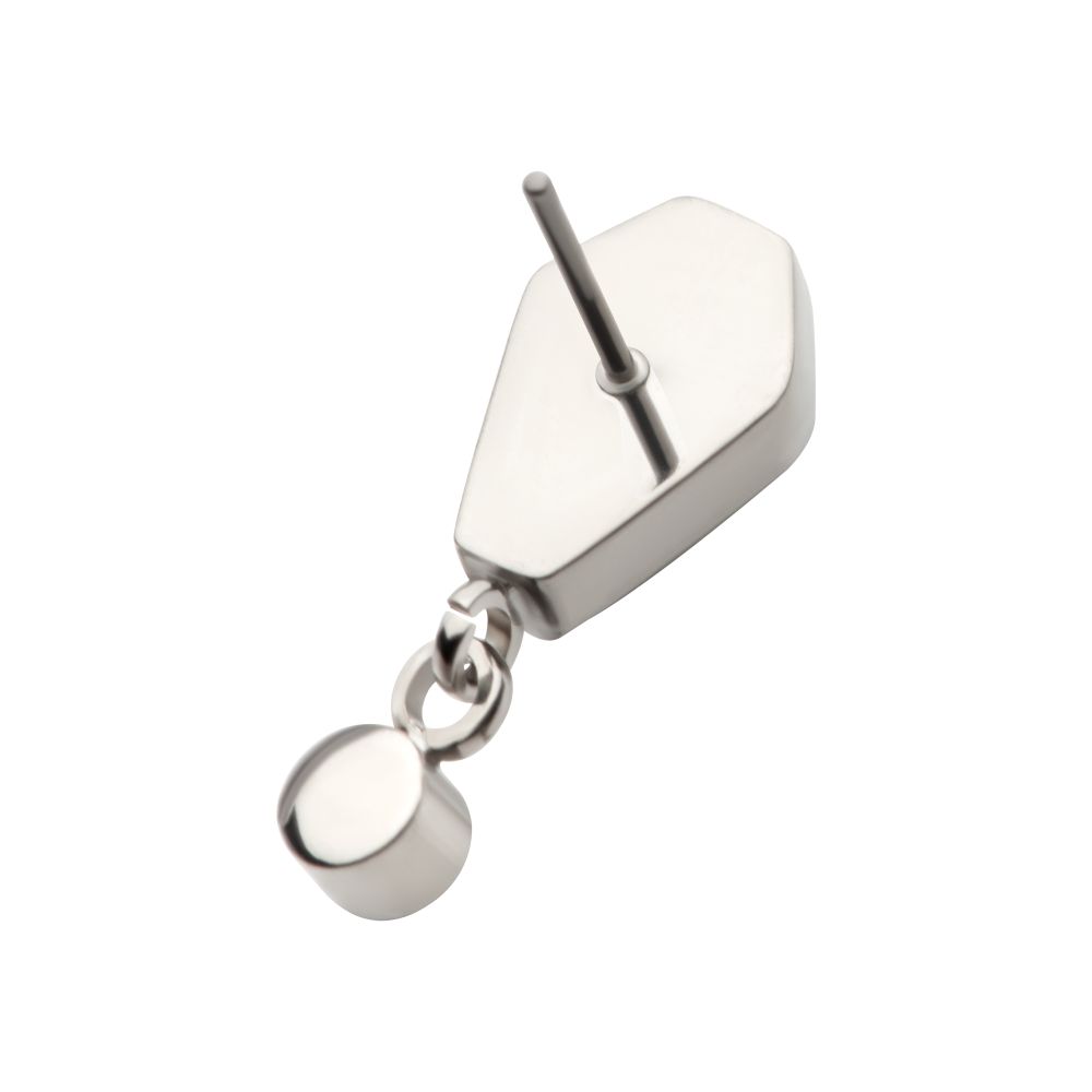 Titanium Threadless Dangle Bezel Round & Coffin CZ Top
