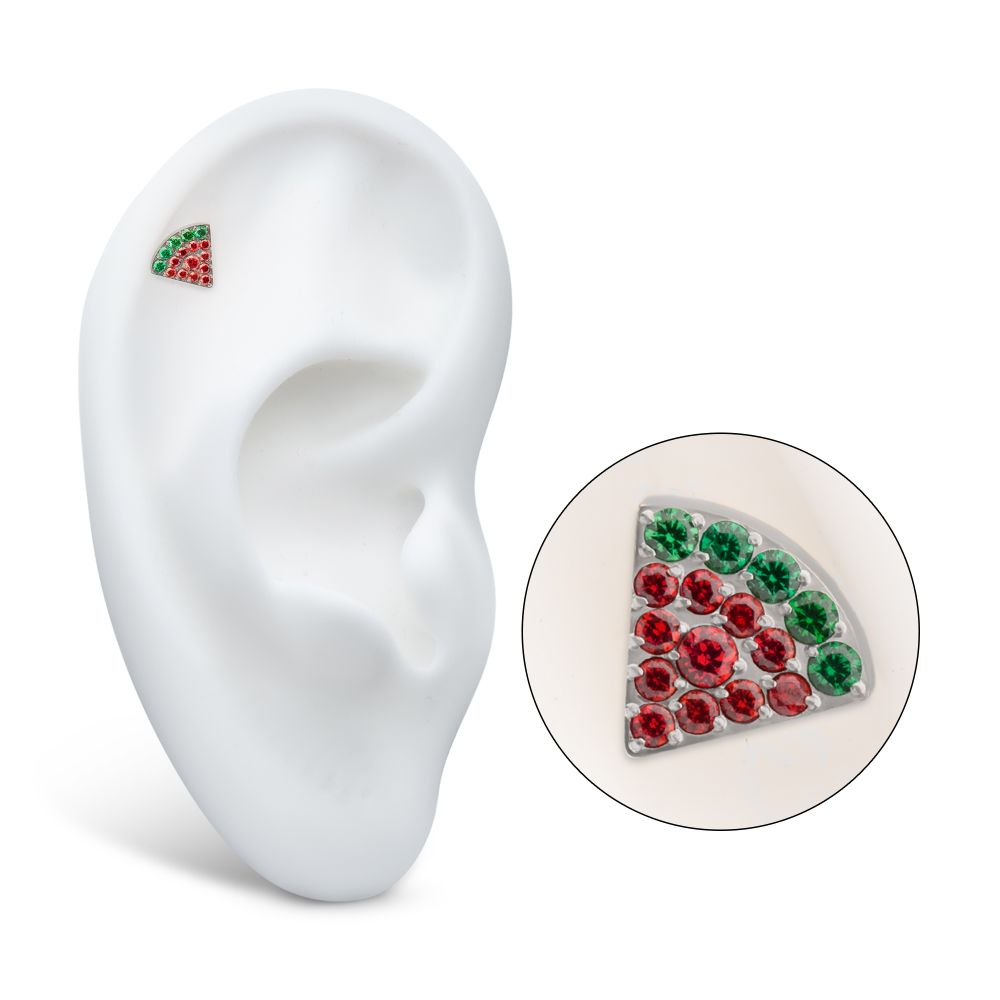 Titanium Threadless Prong Set Gem Watermelon Top