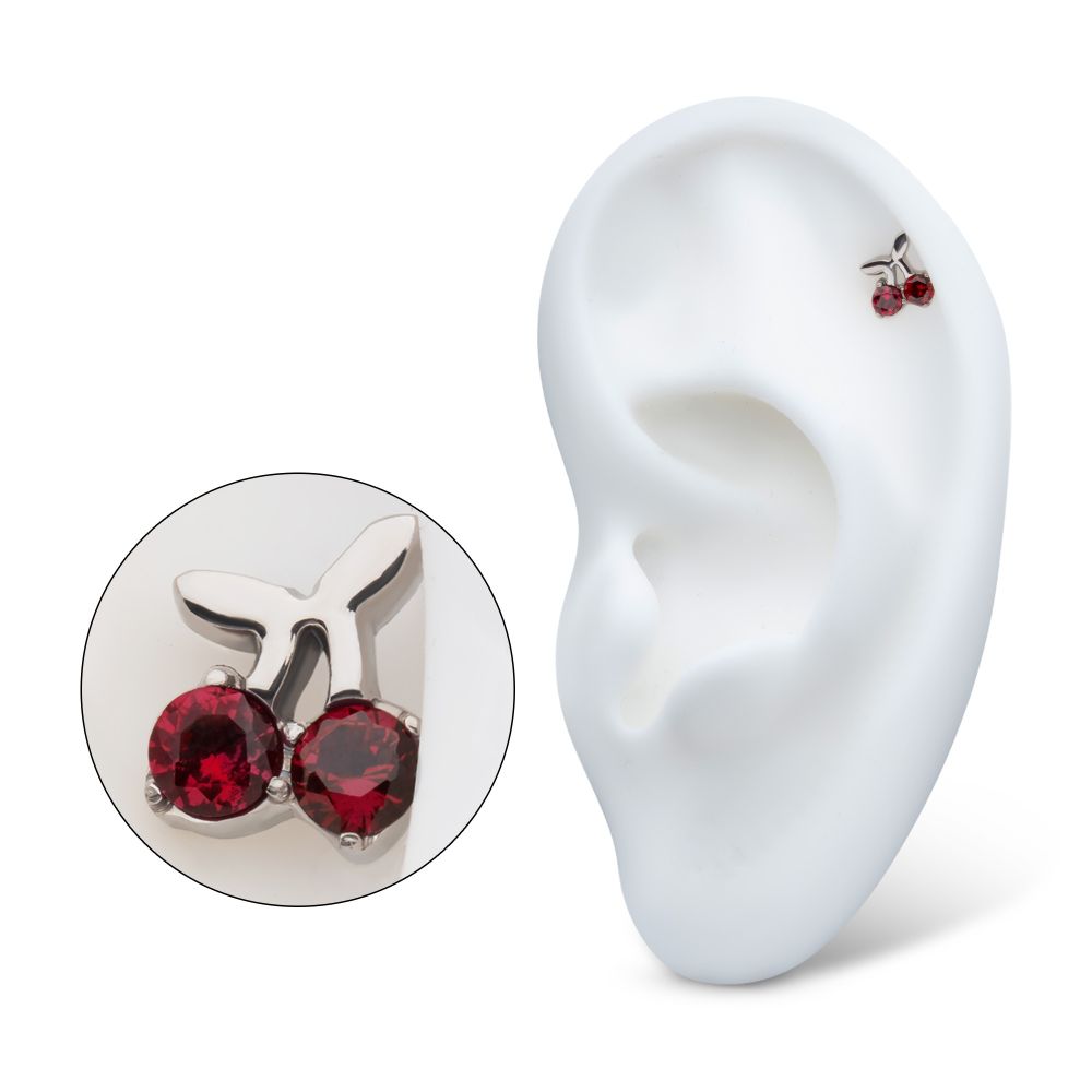 Titanium Threadless Prong Set Gem Cherry Top