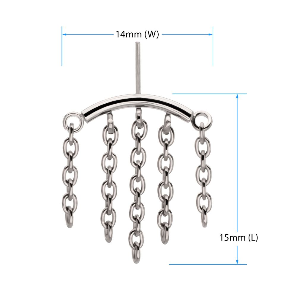 Titanium Threadless Hidden Helix Curved Bar Top with 5-Chain Dangle
