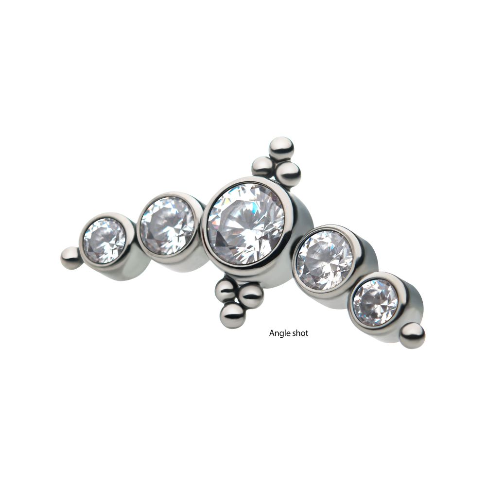 Titanium Threadless 5-Bezel Set AAA Gem & Beads Cluster Top