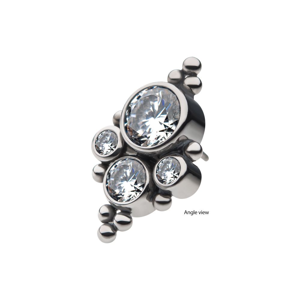 Titanium Threadless with 10 Beads & 4 Bezel Set AAA CZ/Swarovski Zirconia Top