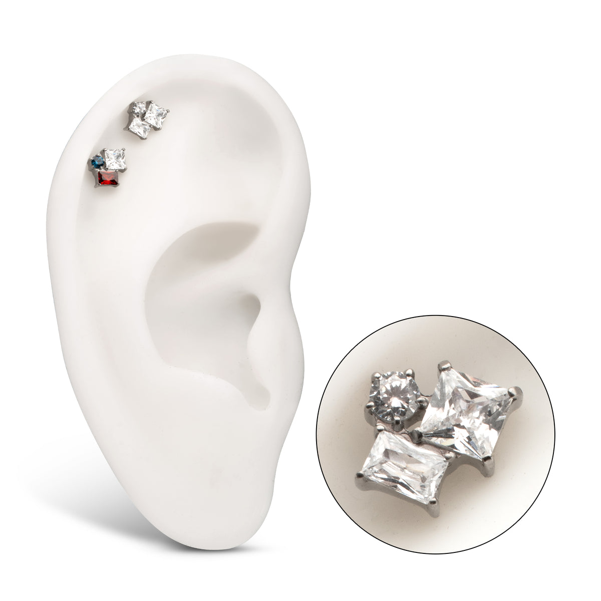 Titanium Threadless “Lustre Cluster” Prong Set Gem Top