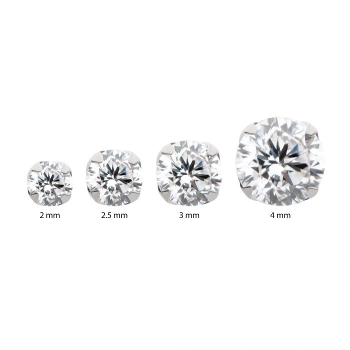Titanium Threadless 4 Pronged Round CZ Top