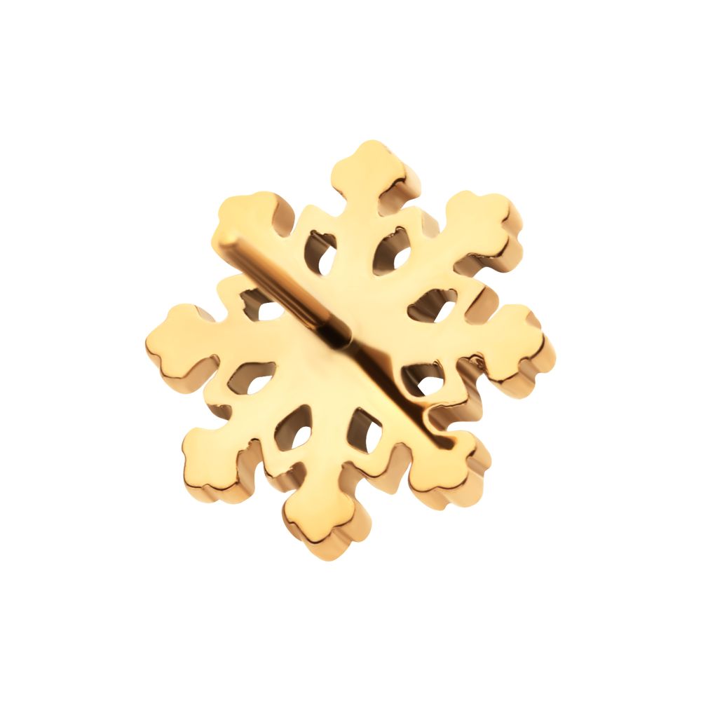 24Kt Gold PVD Titanium Threadless Bezel Set Clear CZ Snowflake Top