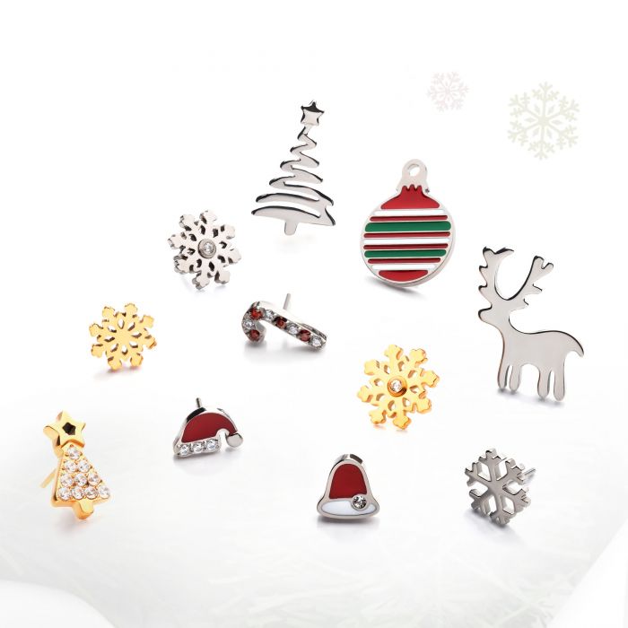 24Kt Gold PVD Titanium Threadless Snowflake Top