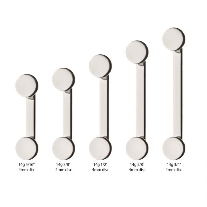 Titanium Internally Threaded with 4mm Flat Discs Surface Barbell