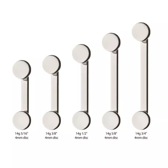 Titanium Internally Threaded with 4mm Flat Discs Surface Barbell