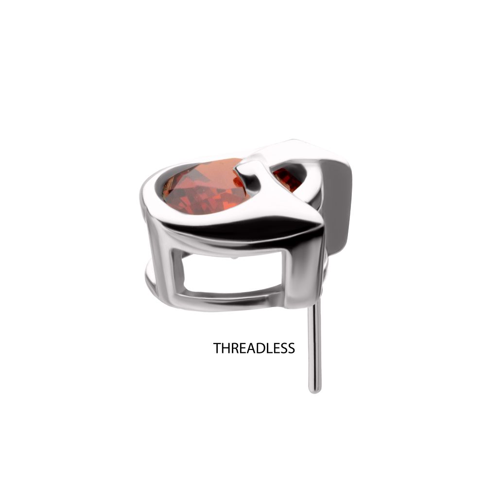 14Kt White Gold Marvel Wandavision 3D Tiara with Red Gem Threadless Top