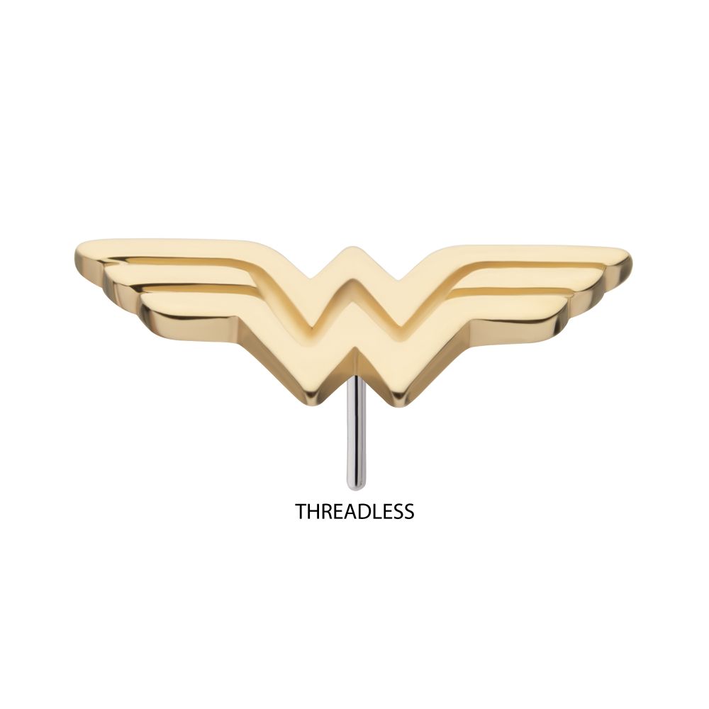 14Kt Yellow Gold DC Comics Wonder Woman Logo Threadless Top