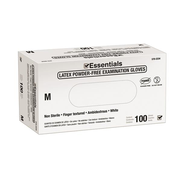 Essentials White Latex Exam Gloves Natural Non-Sterile