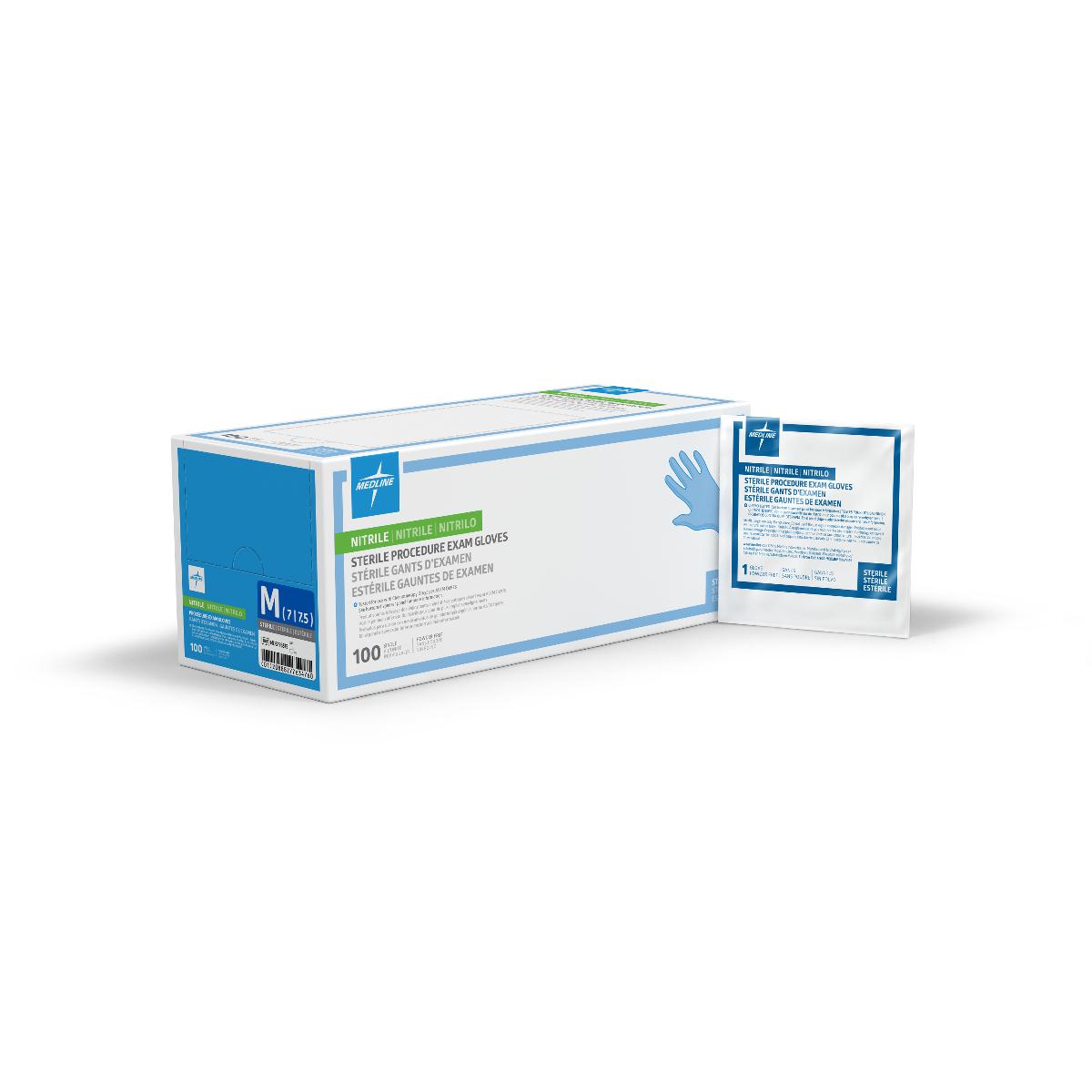 Medline Sterile Extended Cuff Nitrile Exam Glove