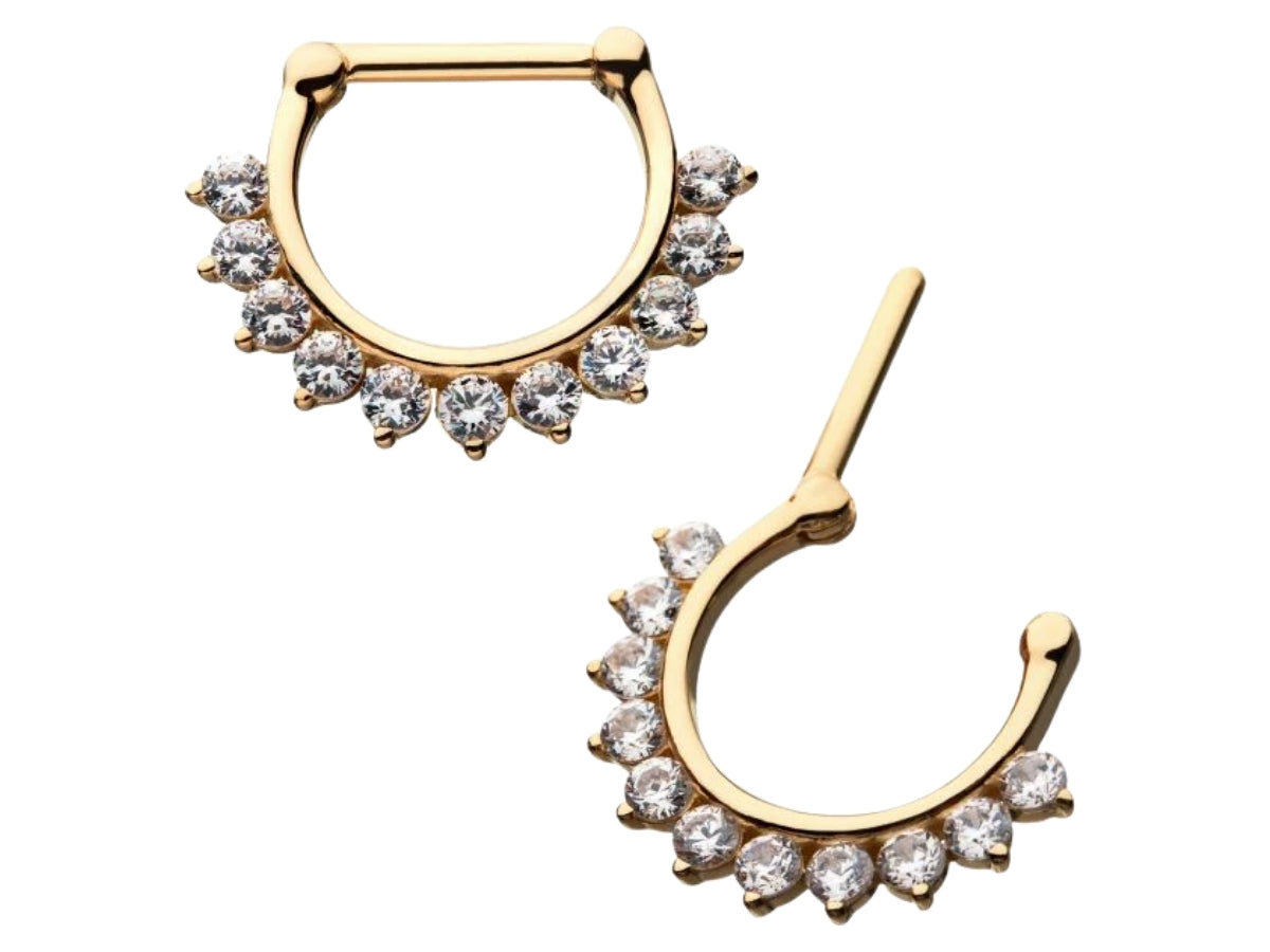 14KT gold 11 gem septum clicker