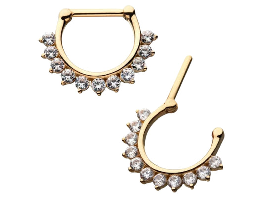 14KT gold 11 gem septum clicker
