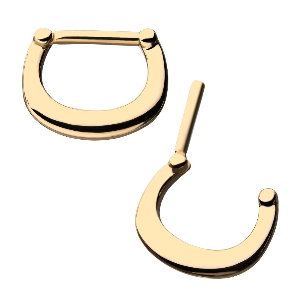 Gold minimalist crescent-shaped hoop earrings