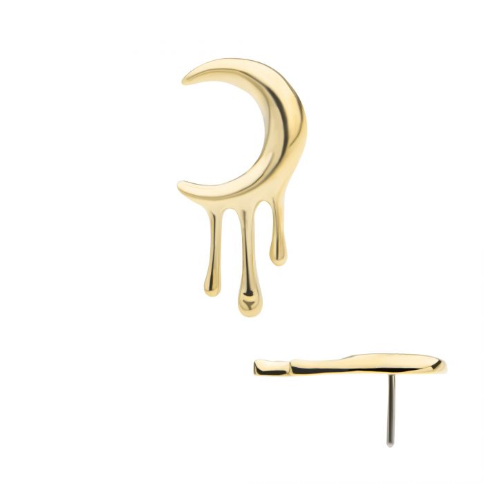 Gold melting crescent moon earrings