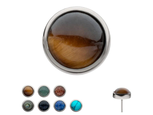 Tiger eye stone stud piercing jewelry