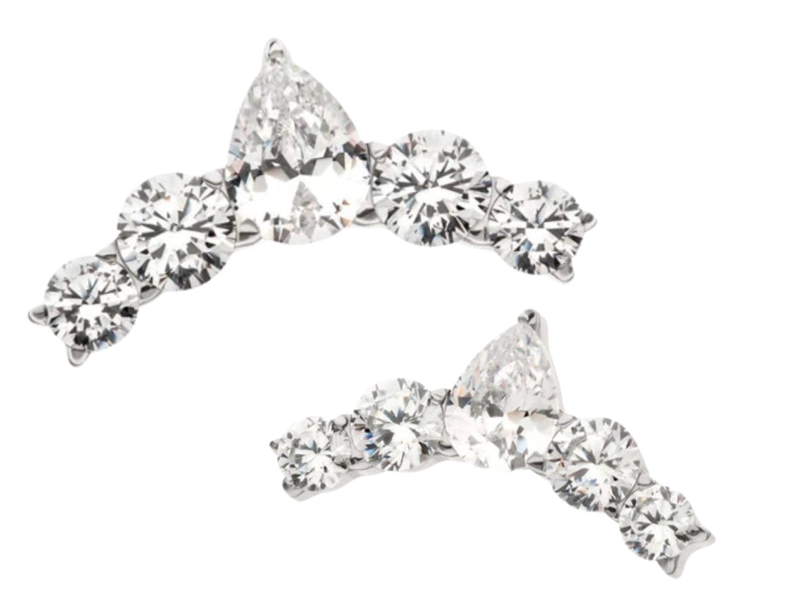curved diamond climber earrings marquise accent