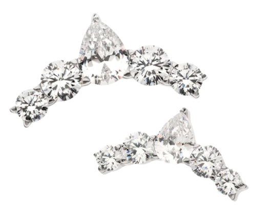 curved diamond climber earrings marquise accent