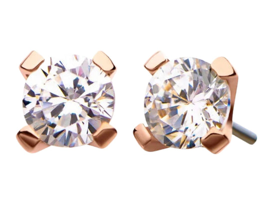 rose gold solitaire diamond stud earring