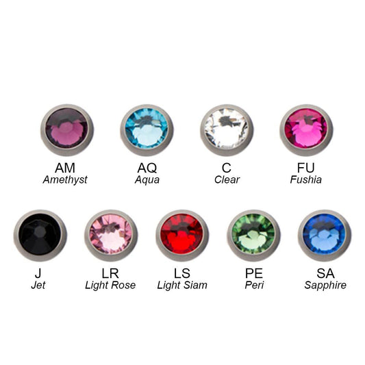 Round bezel-set gem color options