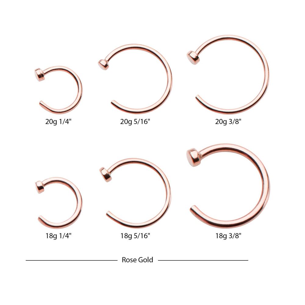 14kt Gold with 2mm Flat Back Nose Ring