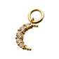 14Kt Yellow Gold Crescent Moon with  Prong Set 5 Clear CZ Dangle Charm