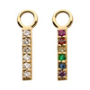 14Kt Yellow Gold Bar with Prong Set 6 CZ Charm