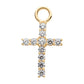 14Kt Yellow Gold Cross with Prong Set Round 11 Clear CZ Charm