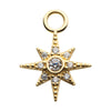14Kt Yellow Gold 8-Point Star with Round Clear CZ Charm