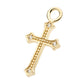 14Kt Yellow Gold Antique Cross with Prong Set CZ Charm