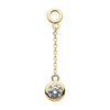 14Kt-Yellow Gold Bezel Set Round CZ Dangle Charm with 10mm Chain